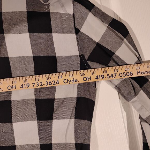 FOX Racing flannel shirt womens M Medium black check plaid long sleeve button - Picture 5 of 11